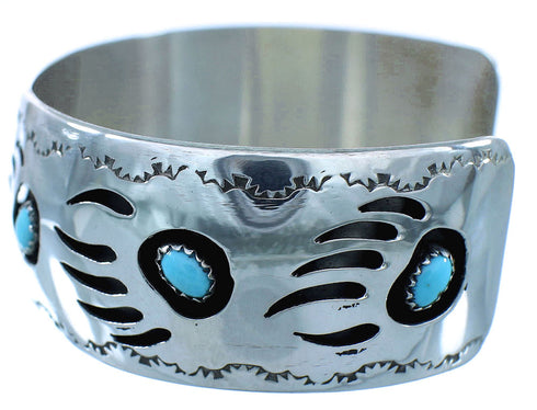 Genuine Sterling Silver Navajo Indian Turquoise Bear Paw Cuff Bracelet RX103010